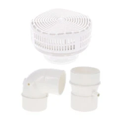 Bonde D'aspiration 5 Pouces Ondulée + 1 Raccord Coudé Et Droit Blanc