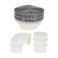 Bonde D'aspiration 5 Pouces Ondulée + 1 Raccord Coudé Et Droit Gris