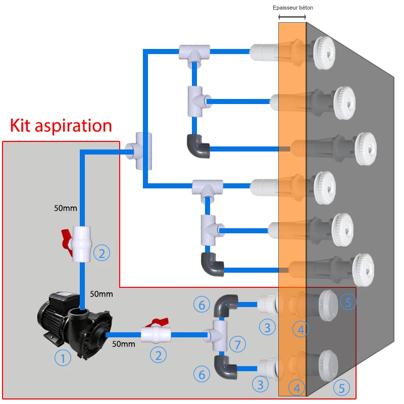 Kit D'aspiration - Pompe De Massage Simple 6 - 8 Jets 3 Kit D'aspiration - Pompe De Massage Simple 6 - 8 Jets