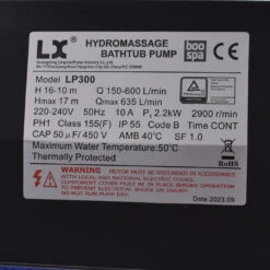 Pompe De Massage LP300 - 3HP 60mm - 2'' Inclus -BOOSPA BOUTIQUE pompe de massage lp300 3hp 60mm 2 inclus 3