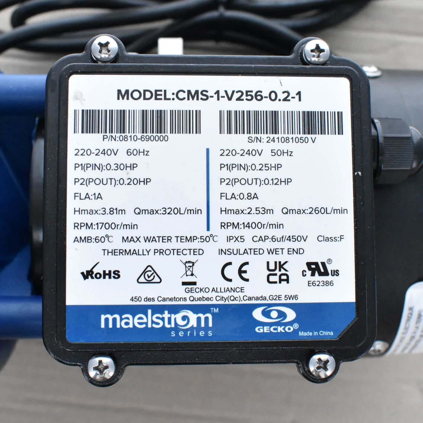 Pompe Gecko Maelstrom CMS-1 Mono Vitesse - Reconditionnée 6 Pompe Gecko Maelstrom CMS-1 Mono Vitesse - Reconditionnée – Image 4